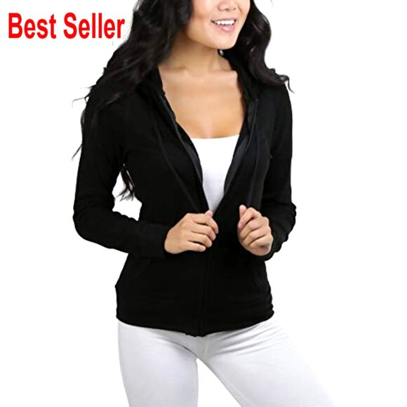 Long Sleeve Zip-Up Thermal Hoodie, Cropped Velour Terry Jacket, Active Wear - Picture 5 of 6